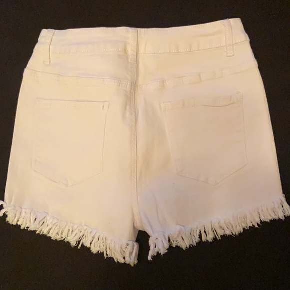 High waisted, button fly, white shorts - Picture 2 of 7